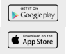Download på Google play eller App Store ikon